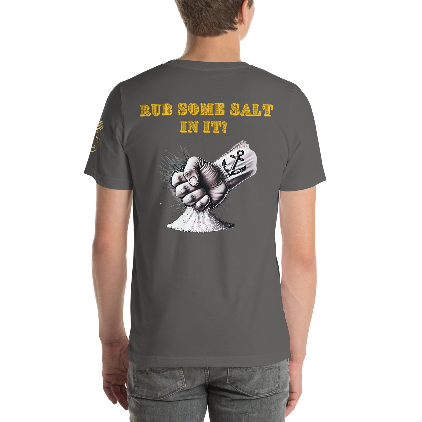 Rub Some Salt In It T-Shirt | Salty Sailor Nautical Tee | Navy Veteran Shirt | Anchor Tattoo Graphic Tee | Beachwear for Sailors